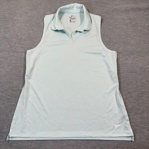 Nike Golf Polo Women's L Light Blue Sleeveless Dri-FIT Collared Athletic Top